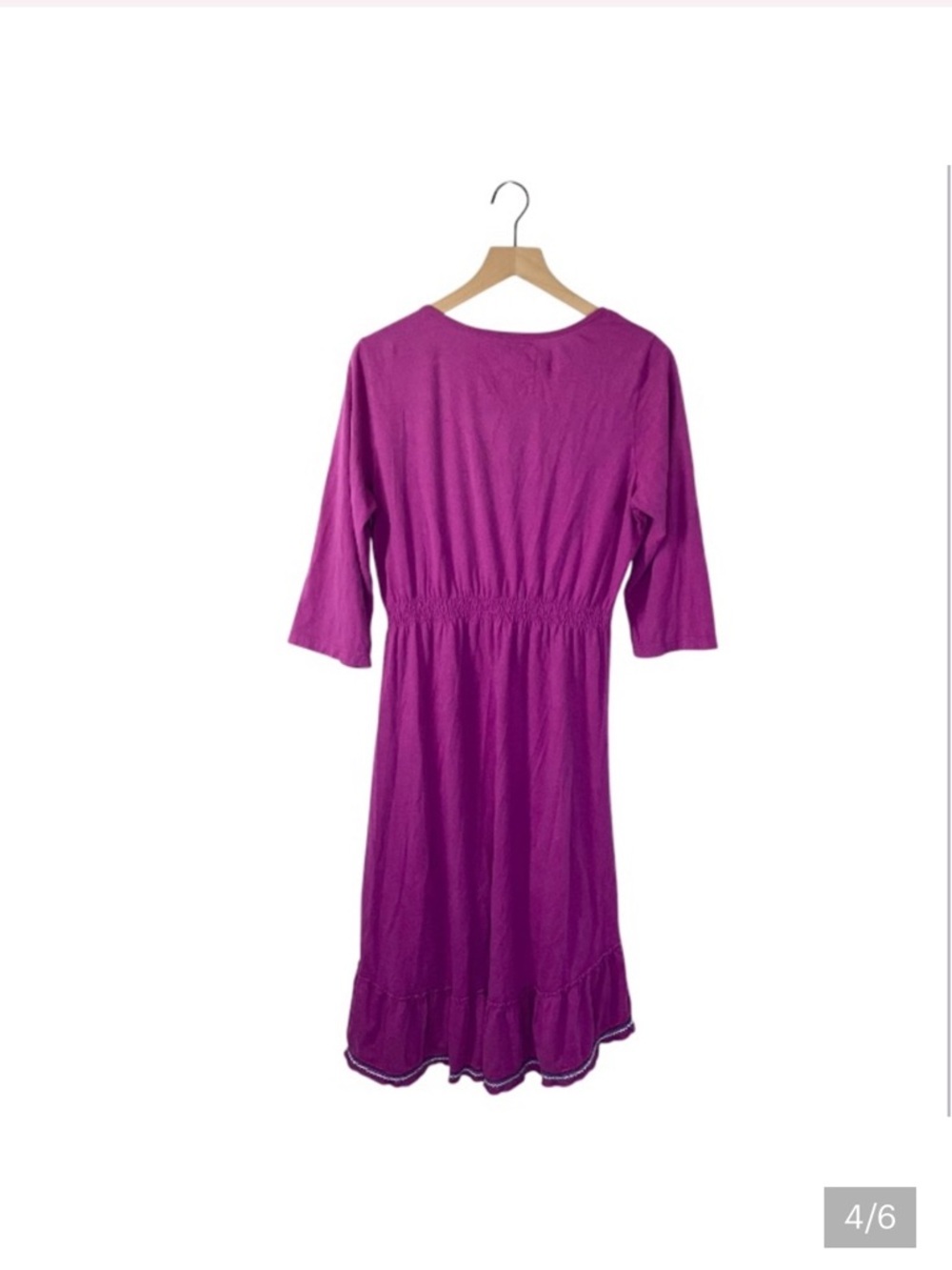 Johnny Was Purple Embroidered Scoop-Neck Midi Dress M - Picture 4 of 6